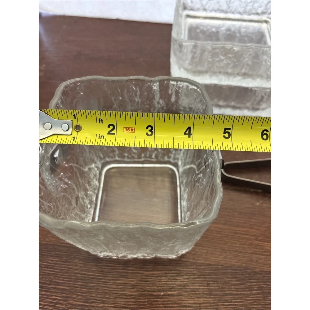 VTG Hoya Japan Ice Scalloped‎ Frosted MCM Square Ice Bucket & 2 Serving Bowls